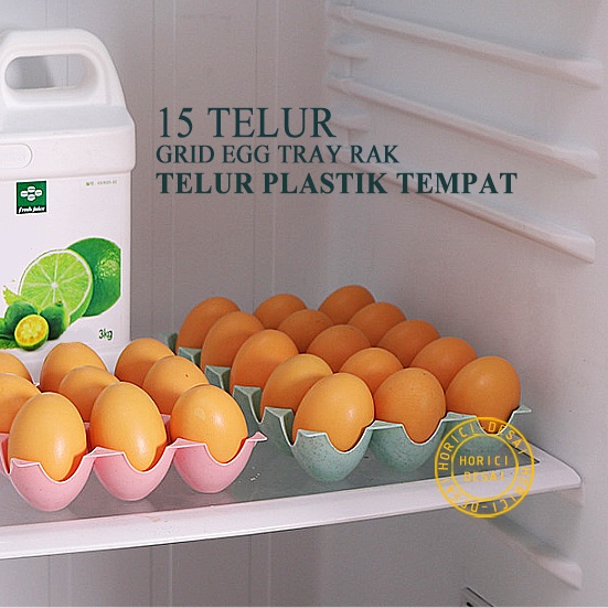 TELUR 15 GRID EGG TRAY RAK TELUR PLASTIK TEMPAT ORGANIZER TELUR