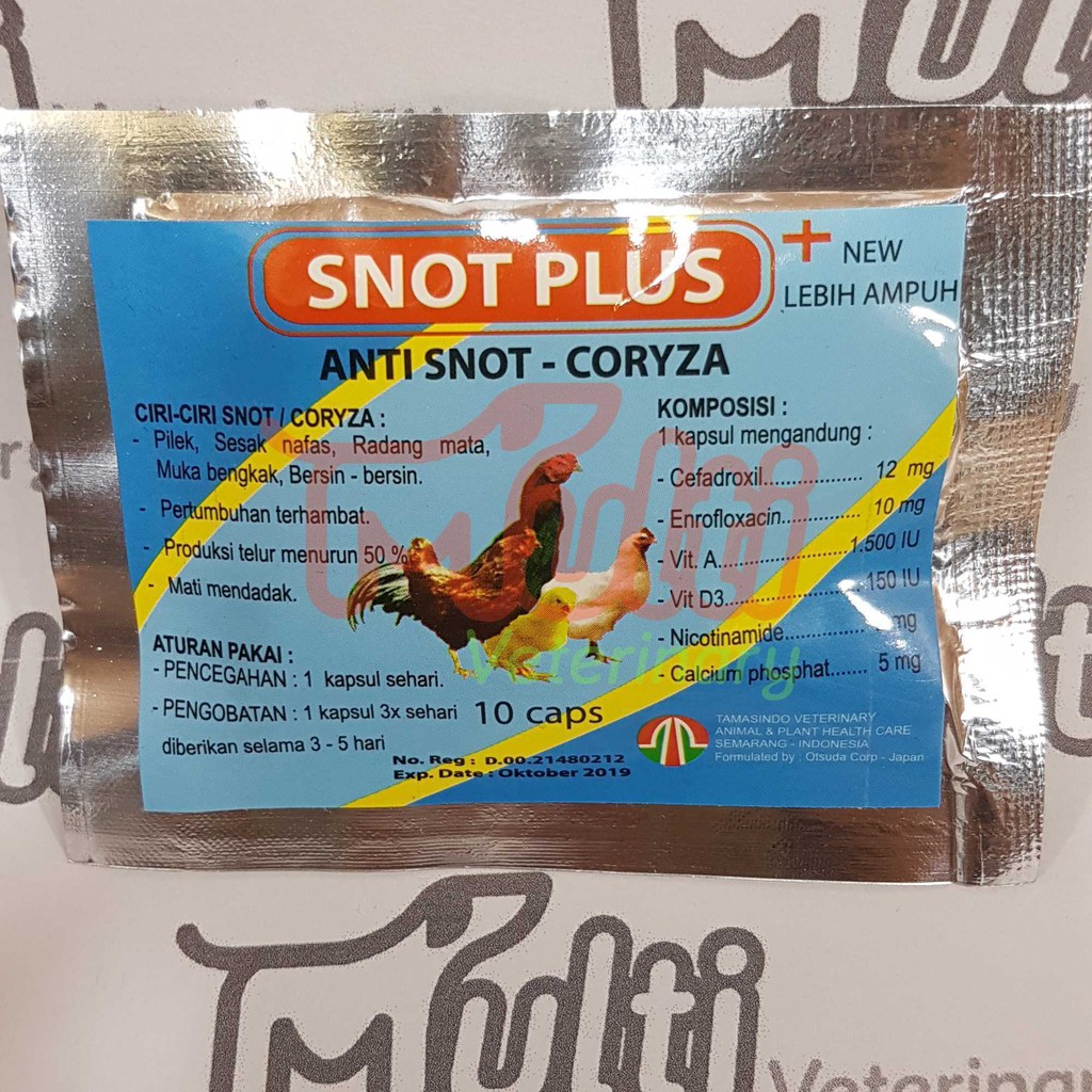  SNOT  PLUS 10 caps Obat  Anti Snot  dan Coryza Ayam  Batuk 