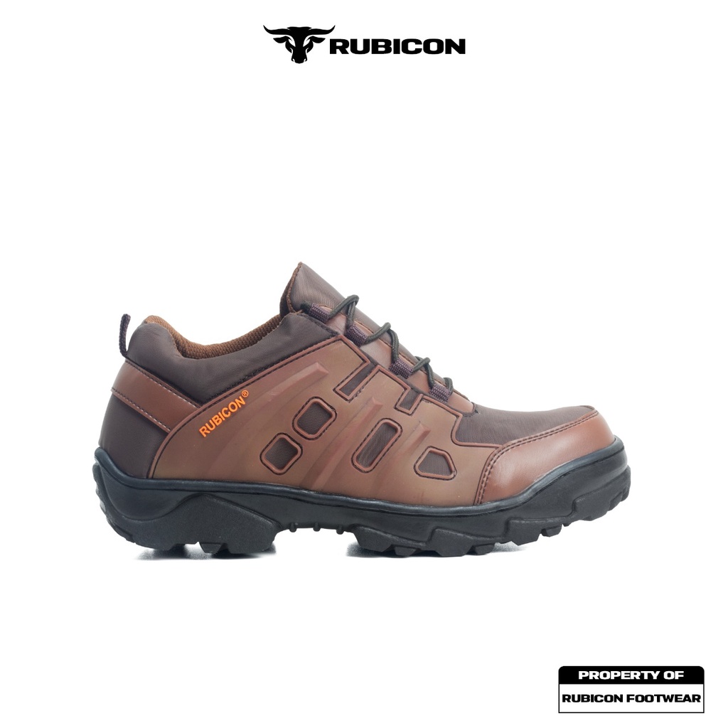 RUBICON SWAT LOW BROWN SEPATU BOOTS PRIA SAFETY UJUNG BESI TRACKING PROYEK KERJA KANTORAN