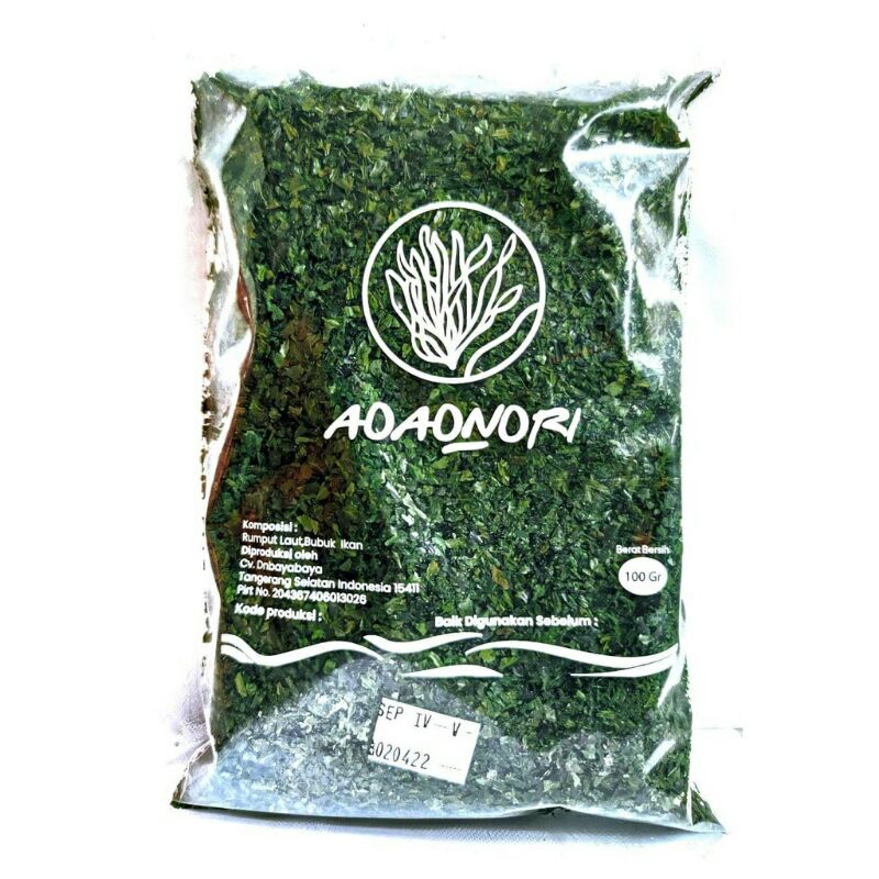 Aonori Taburan Takoyaki 100 gram / Nori Rumput Laut Bubuk Kasar / Rumput Laut Kering Dried Ana-Aosa
