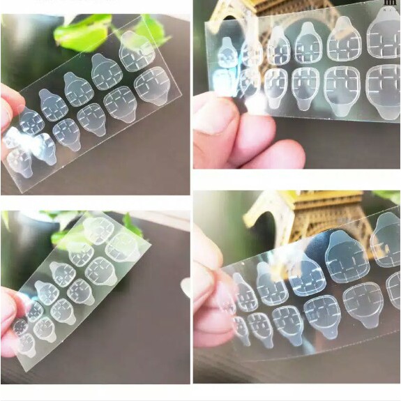 Stiker Lem Kuku Palsu Gel Silikon 12 pcs Kuat Murah Tahan Lama Set Transparan Nail Art Fake Nails