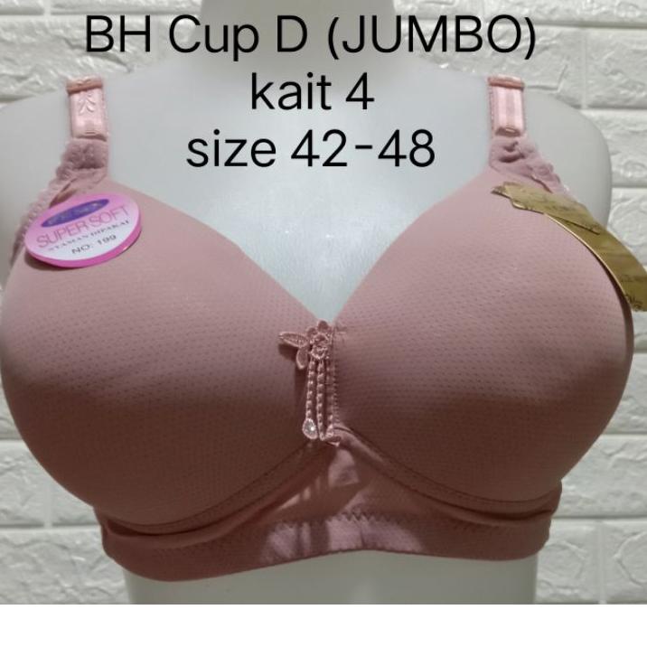 Serbuuuu.. BH FEMA Jumbo CUP D(Besar)(F 199 )251 size 42-48 Hak 4 BRA pakai Spon Tanpa Kawat Dewasa 