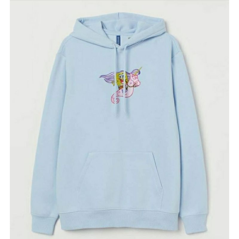 

(COD) hoodie h&m spongebob unicorn& light, terdapat kantong kangaroo label divided washing tag