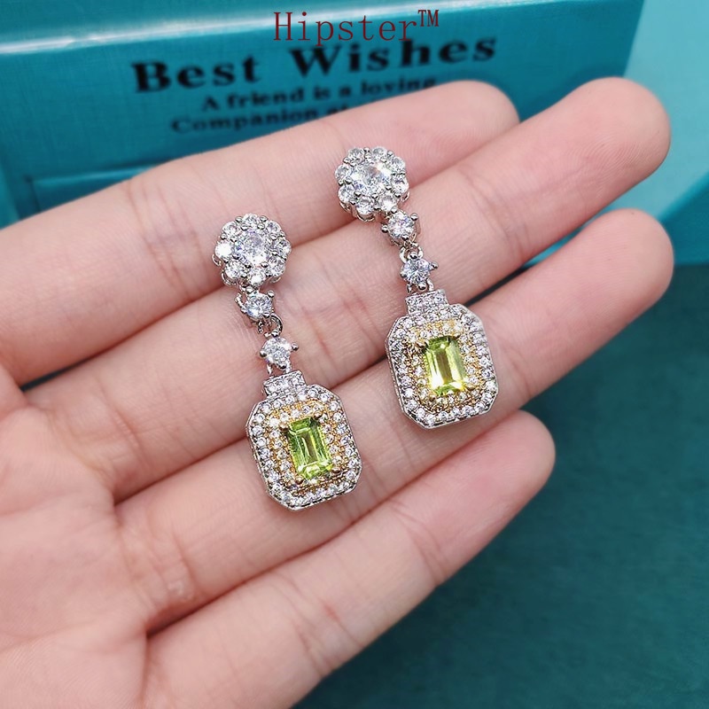 New Luxury Natural Olivine Pendant Earrings