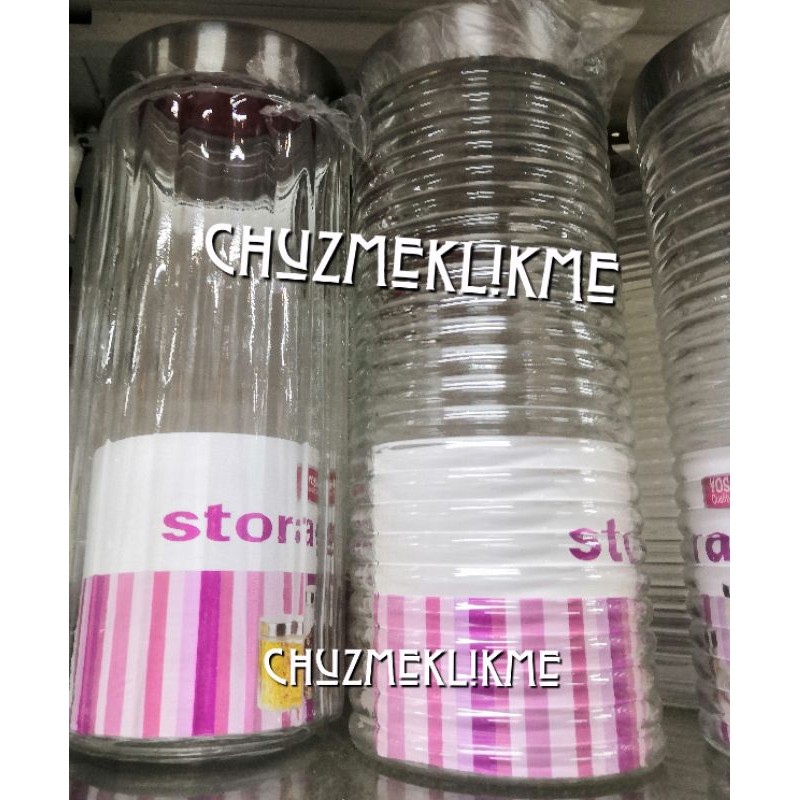 Toples kaca Ulir tinggi/toples kue yoshikawa/Toples kaca yoshikawa L