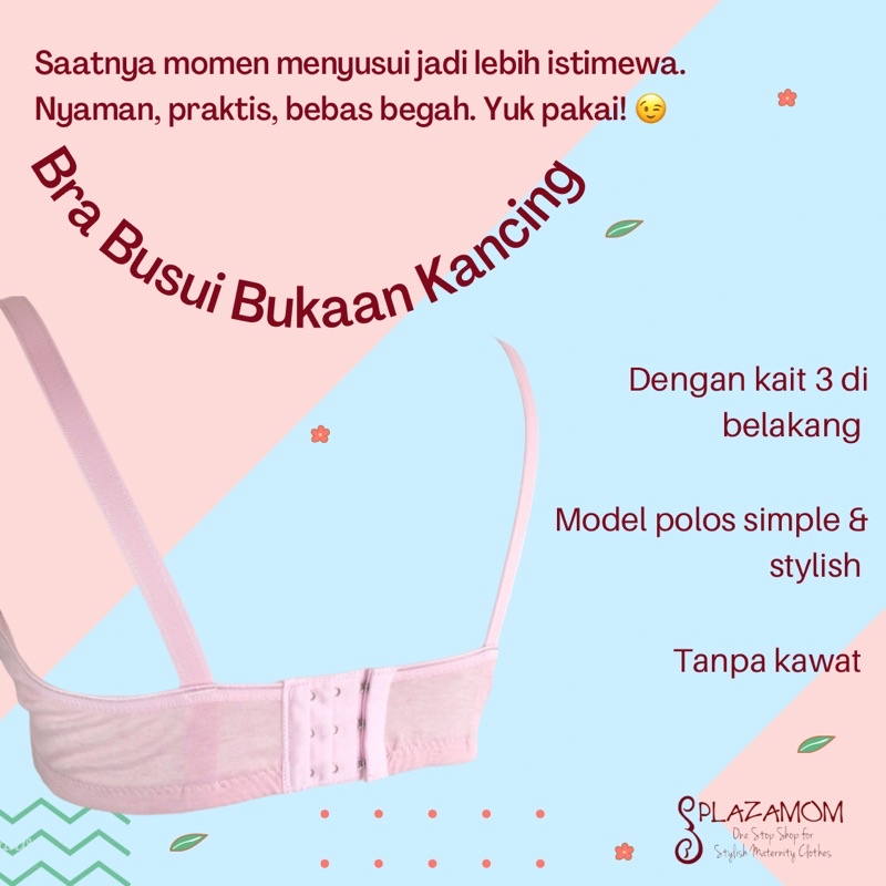 BRA BUSUI BH MENYUSUI NURSING MATERNITY PREGNANT HAMIL BUMIL BUKAAN SAMPING DEPAN PAKAI KANCING CUP BUSA TIPIS TANPA KAWAT BAHAN KATUN NYAMAN DINGIN ANTI GERAH MODEL SIMPLE STYLISH PBH083M