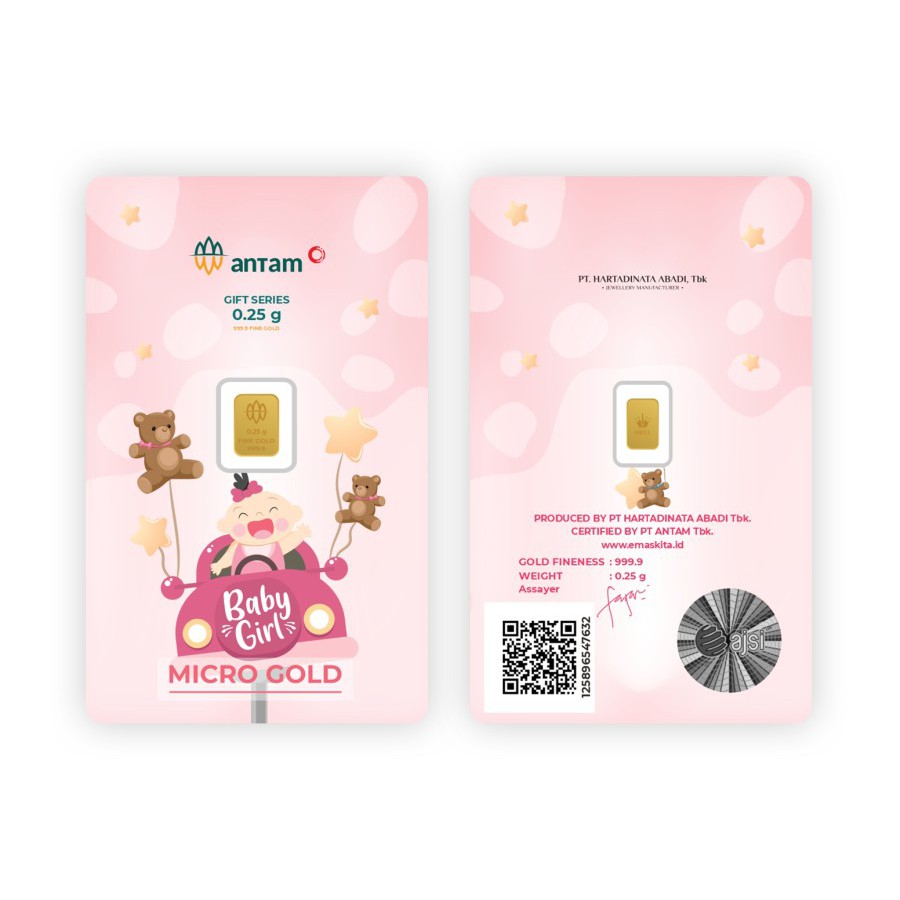 Logam Mulia Microgold ANTAM x Hartadinata Abadi 0.25 gram 0,25 LM emaskita Mini Gold Emas 24K-Baby Girl Car