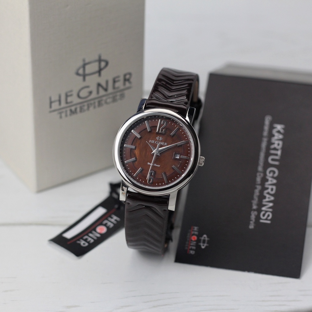 Jam Tangan Wanita Original Hegner 415 Tanggal Aktif Tali Kulit