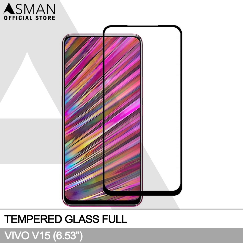 Tempered Glass Full VIVO V15 (6.53&quot;) | Anti Gores Kaca - Hitam