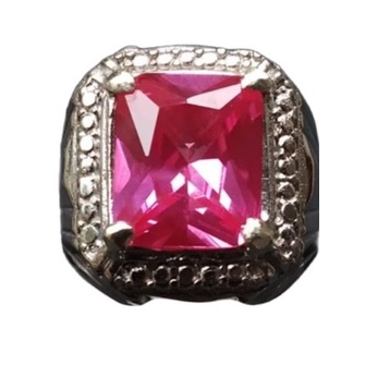 Cincin Batu Permata Akik Merah Siam Rose Bangkok Kotak Octagon Cuttink
