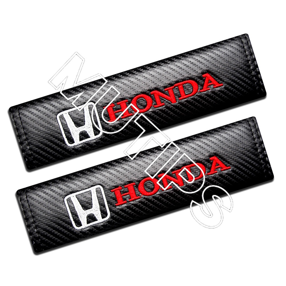 Honda 2pcs Bantalan Busa Bahu Sabuk Pengaman Mobil Motif Carbon Fiber Untuk Civic CRV HRV BRV Accord Jazz