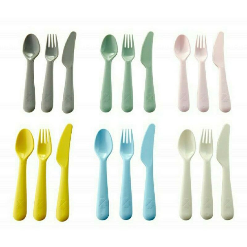Sendok Garpu Pisau Plastik Original Warna Pastel