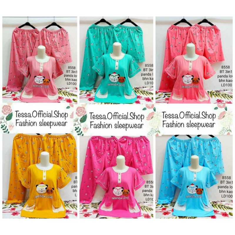 PAKET 12PCS 3IN1 PATRICIA PREMIUM / BAJU TIDUR TESSA