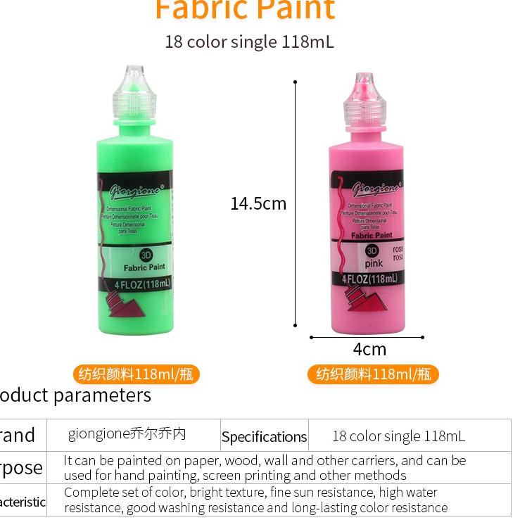 

[KODE PRODUK KHLDL8874] giorgione fabric paint 118ML