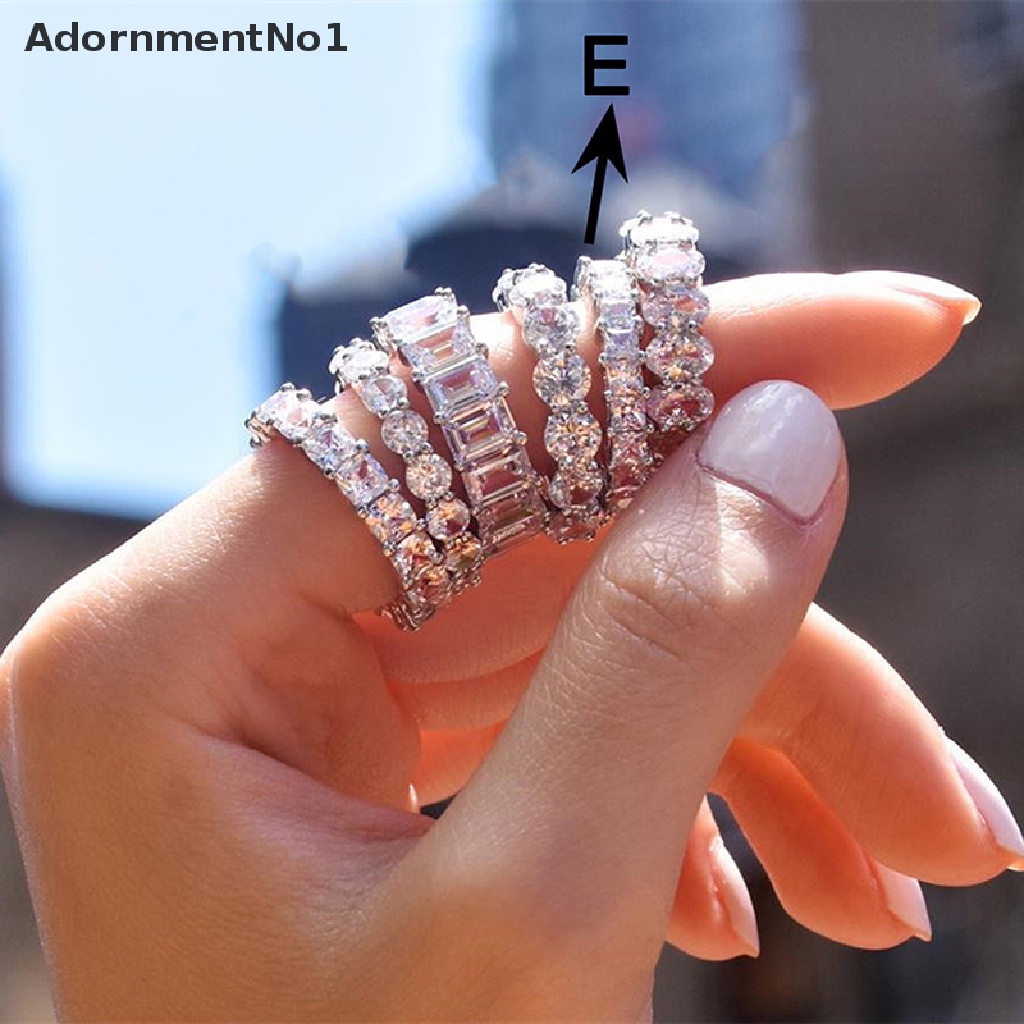 (AdornmentNo1) Cincin Kawin / Tunangan Aksen Kristal Zircon Untuk Perhiasan Wanita / Pesta