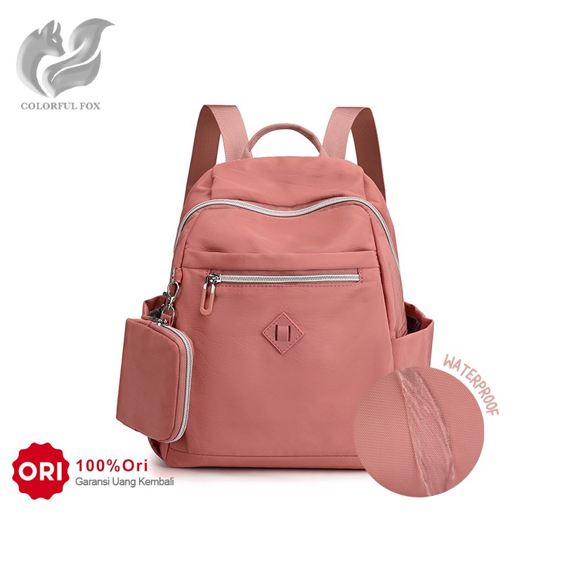 Tas Ransel Wanita COLORFUL FOX 8532 Backpack Wanita Remaja Tas Anti Air WATCHKITE WKOS