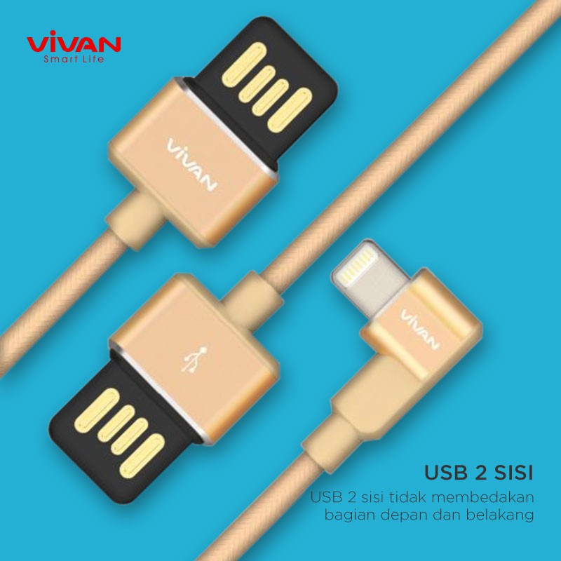 VIVAN Kabel Data Gaming USB Micro + Type C + iPhone Siku Fast Charging Original Garansi 1 Tahun BW