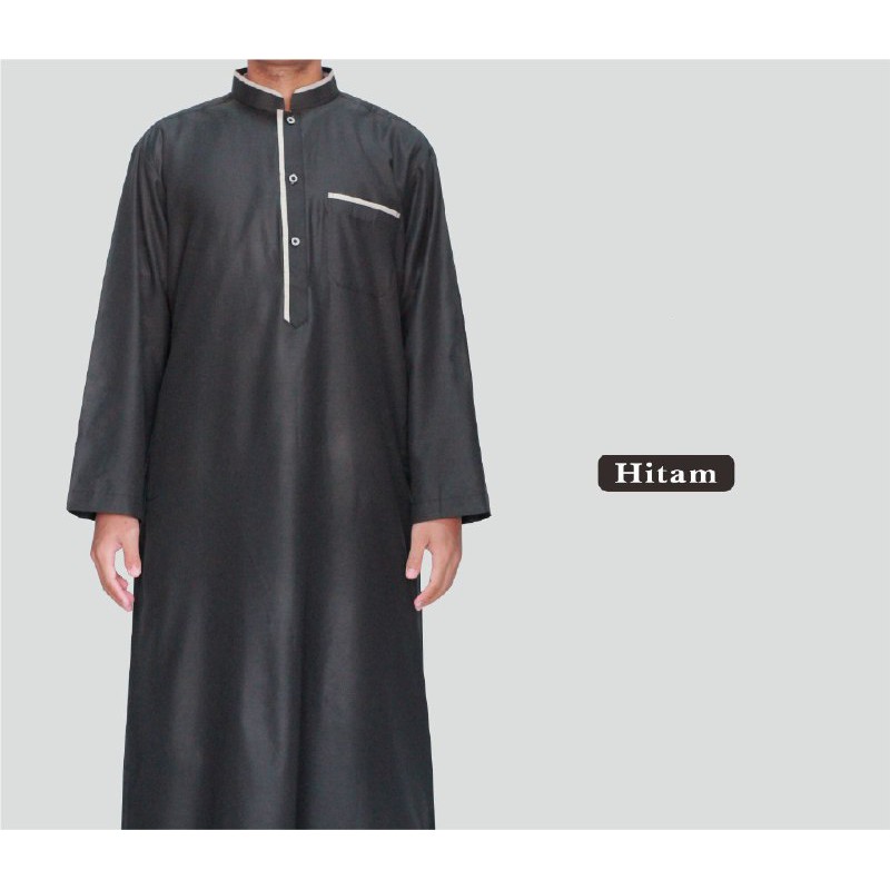 JUBAH POLOS PRIA | LENGAN PANJANG PRIA DEWASA BUSANA MUSLIM HITAM PAKISTAN SYARI XL