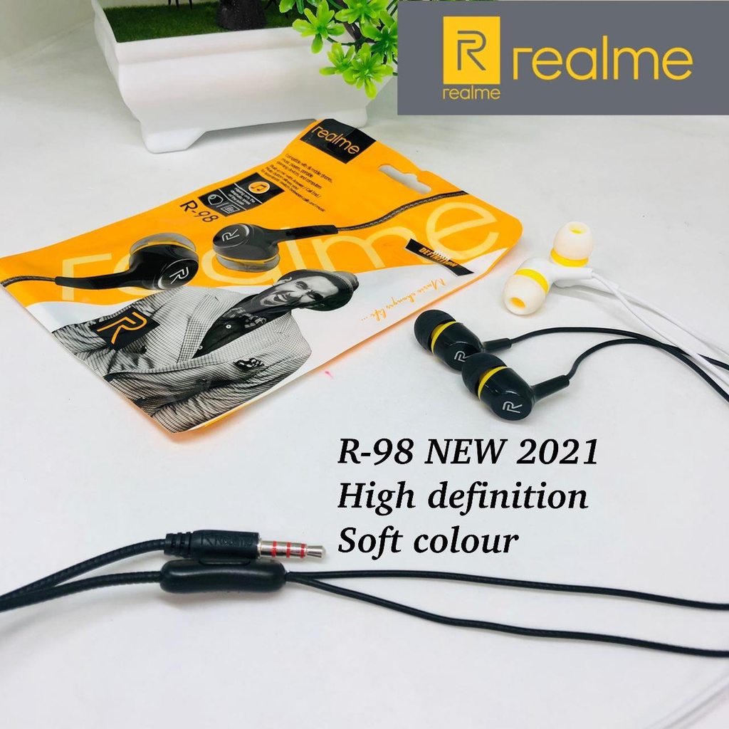 Headset REALME R98 Music Earphone Stereo 3.5mm Jack Audio Mic with Answer Call End Mute Button