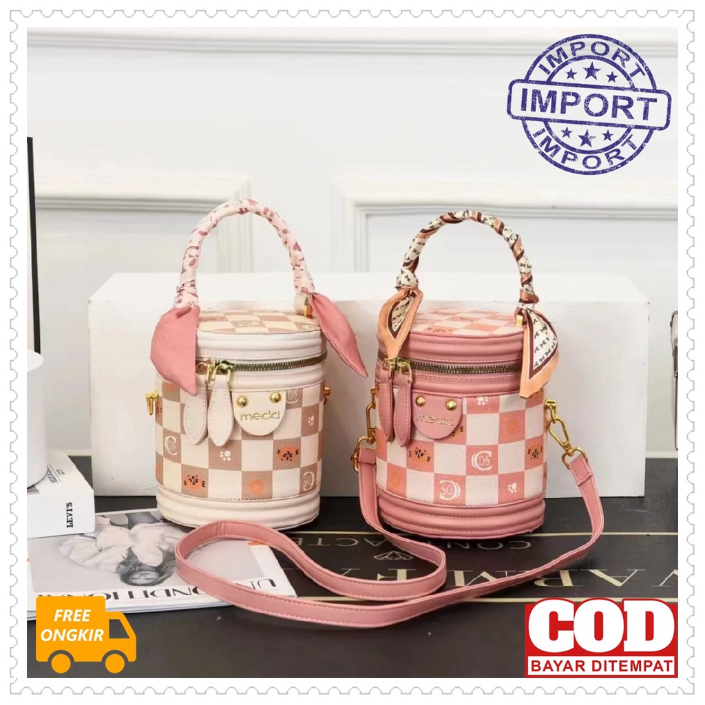 TAS SELEMPANG WANITA KVC9146 IMPORT SLINGBAG PESTA BAHU JINJING HANDBAG PEREMPUAN TABUNG UNIK BAHAN 