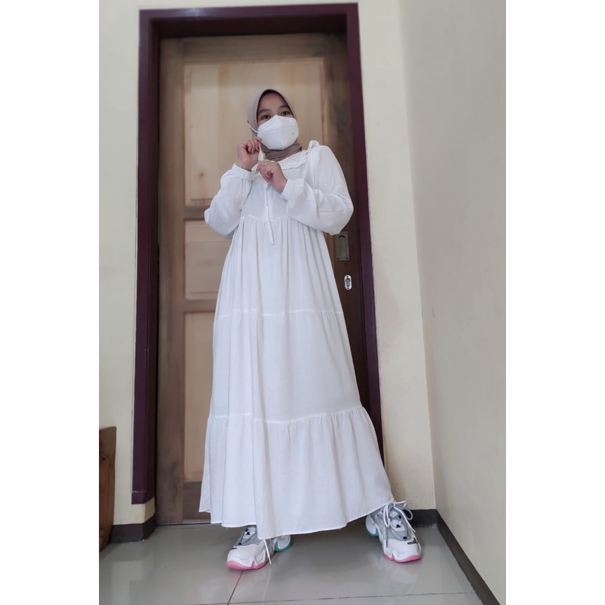 DRESS PUTIH BW POLOS | MAULIDA DRESS | DRESS BROKEN WHITE RAYON