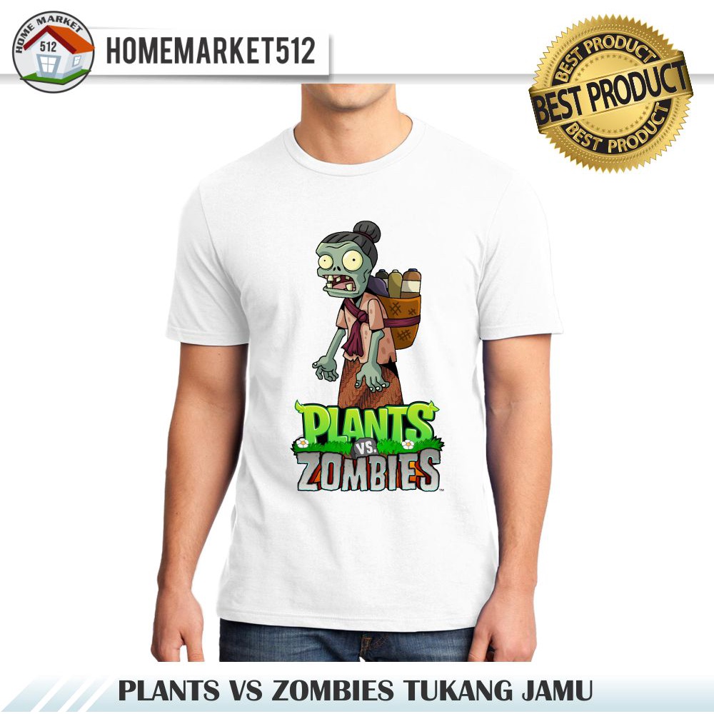 Kaos Pria Plants VS Zombies Tukang Jamu Kaos Pria Dan Wanita Premium Sablon Anti Rontok !!!!!! | HOMEMARKET512-0
