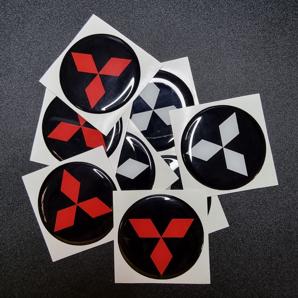 STIKER EMBLEM VELG MOBIL MITSUBISHI DIAMETER 65MM LENTUR