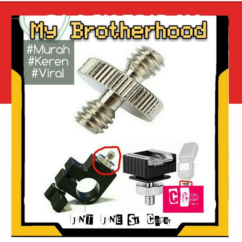 Baut Adapter Tripod Hot Shoe 1/4 Male to 1/4 Male Thread Quick Release