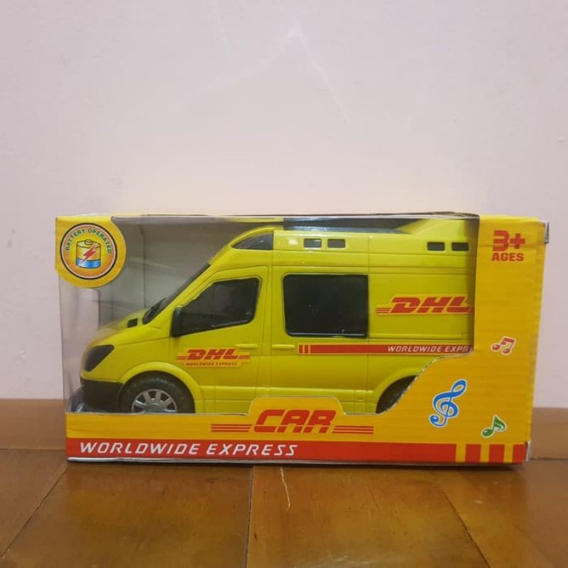 Mainan Mobil Cargo DHL Bump Go Batre - Mobilan Anak Baterai Edukatif