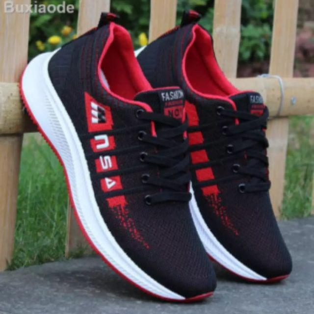 Sepatu Pria Sneakrs pria wanita Sepatu Sneakrs terlaris Sepatu joging Sepatu Cowok (MNSA)-Hitam merah
