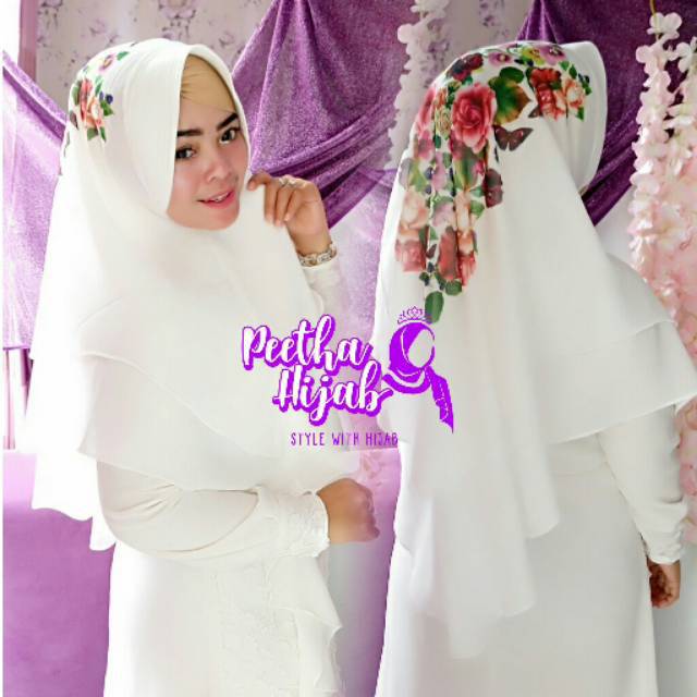 [Ready] Khimar Jilbab Printing Jumbo 2 Layer Ceruty