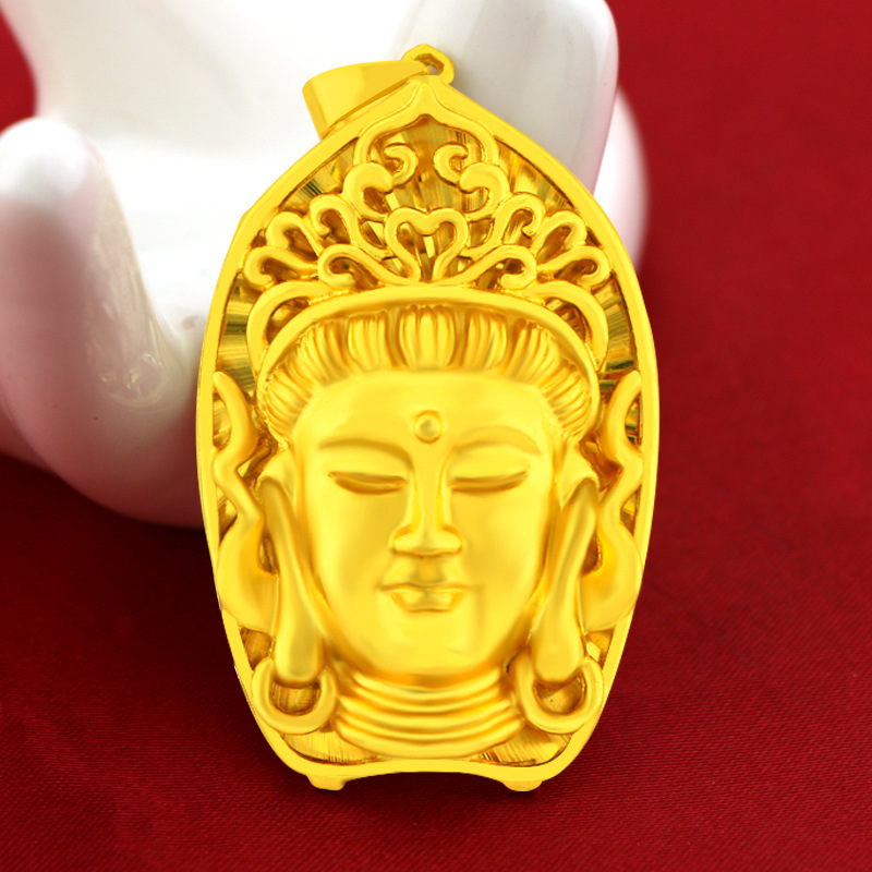 Kalung Emas Asli Kadar 375 Liontin Kepala Buddha Gaya Retro Untuk Pria