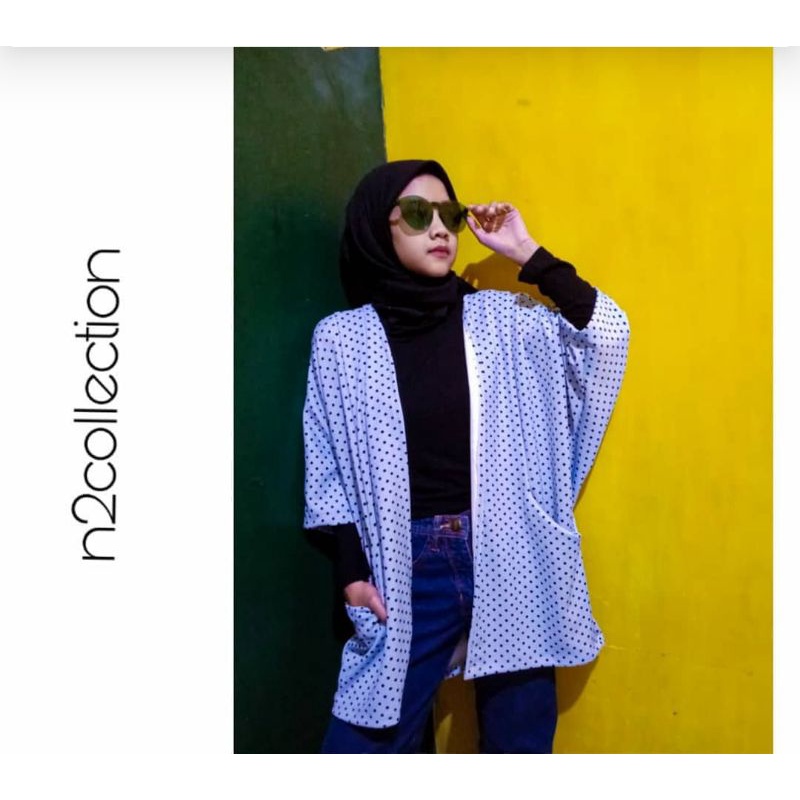 N2-Outer Wanita /cardigan pakaian polos katun baju  viral polkadot polos grosir murah bandung premium atasan wanita allsize