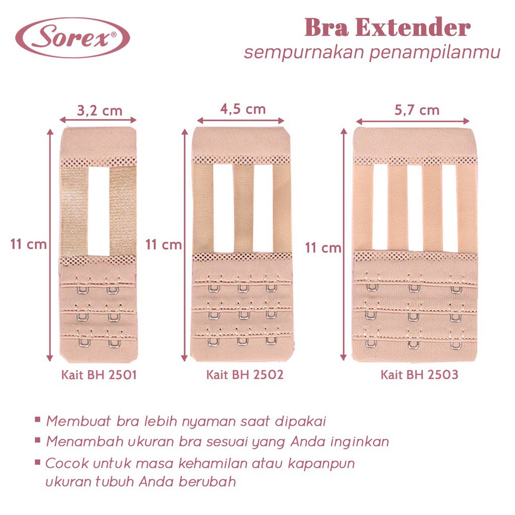 Kait Bra Sorex 2503 Penyambung Bh | Bra Extension Kait 3 /2503 - Bwr