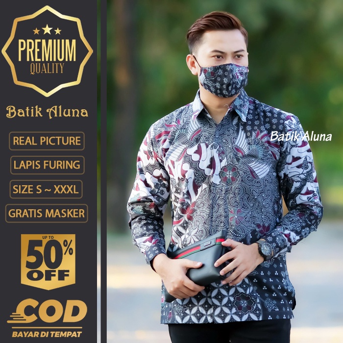 BATIK PRIA LENGAN PANJANG MEWAH PREMIUM ALUNA PRABUSENO SHANGHAI KERIS KEMEJA BATIK ACARA NIKAHAN KE