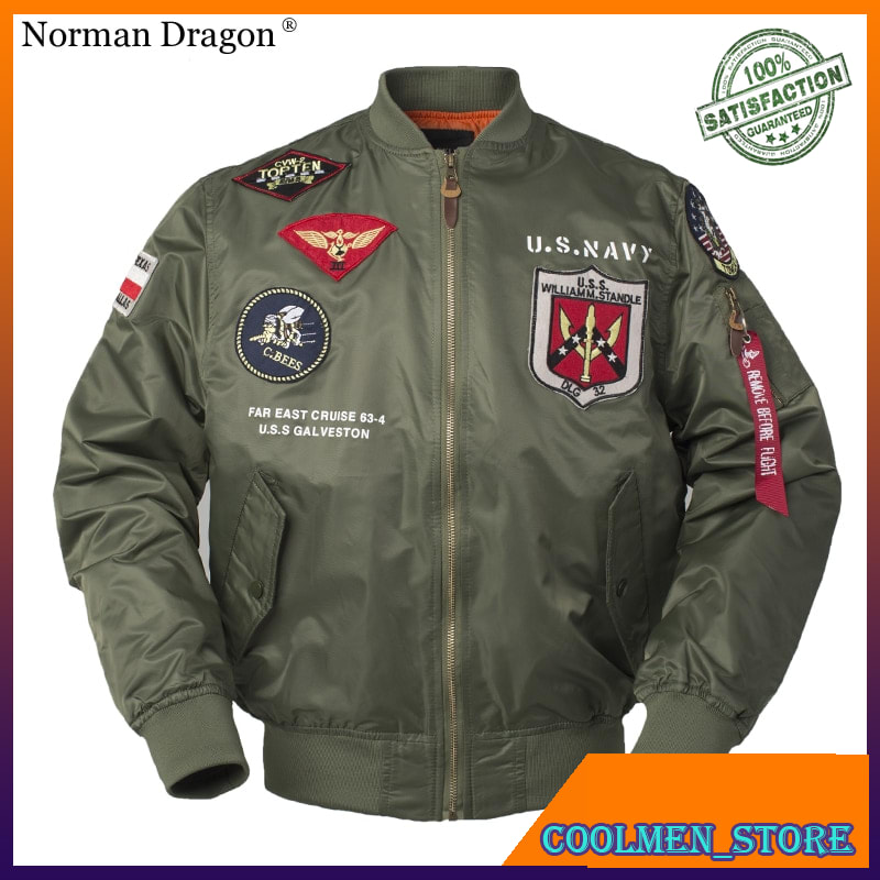 Jaket Pria Bomber Impor Eksklusif High quality lightweight US NAVY print military patch white