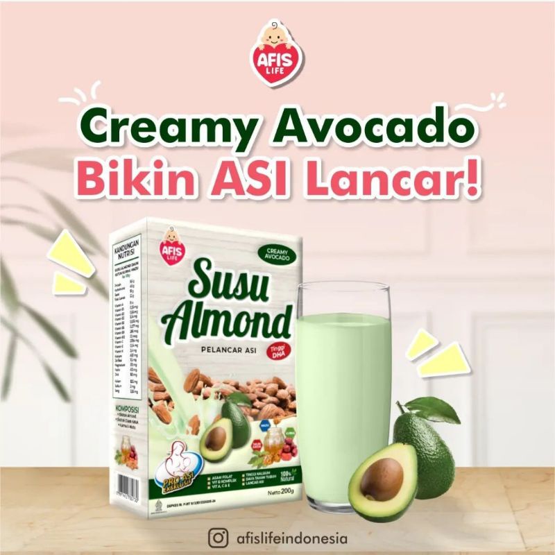 Afis life susu almond creamy avocado 200 gr/ pelancar asi