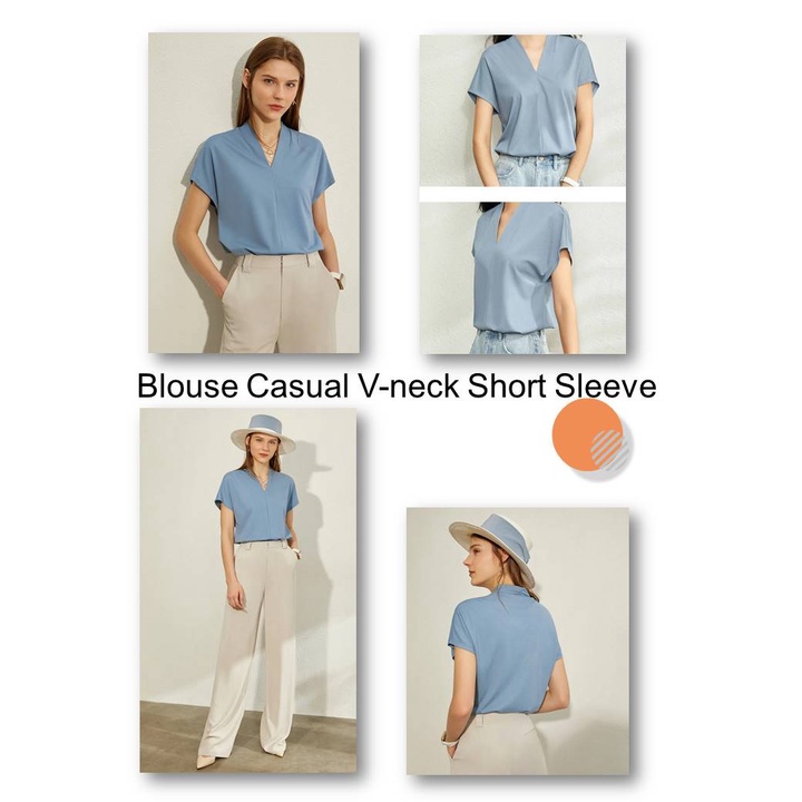 Blouse Casual V-neck Short Sleeve