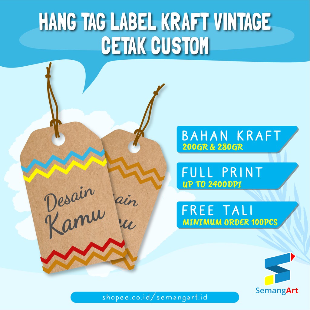 

Cetak Hang Tag Label Merk Pakaian Baju Souvenir Kraft Vintage