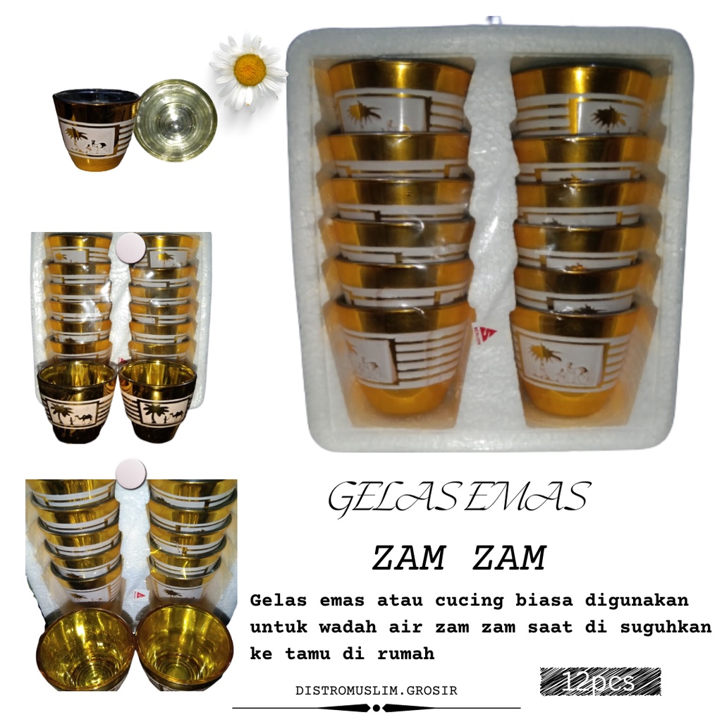 Jual Cucing Emas Bergaris Gelas Kaca Zam Zam Haji Umroh Shopee Indonesia 0808