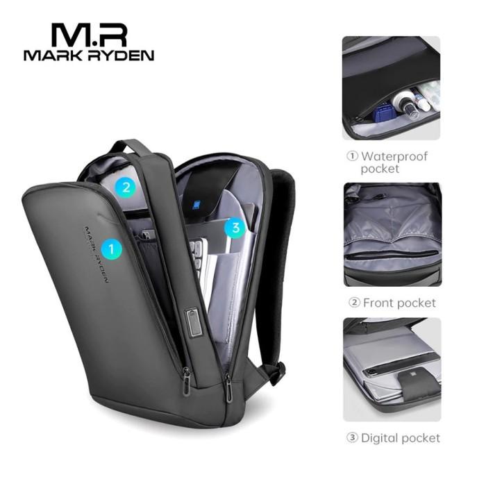 Tas Backpack MARK RYDEN MR9008 Ransel Slim Laptop 15.6" Inch USB