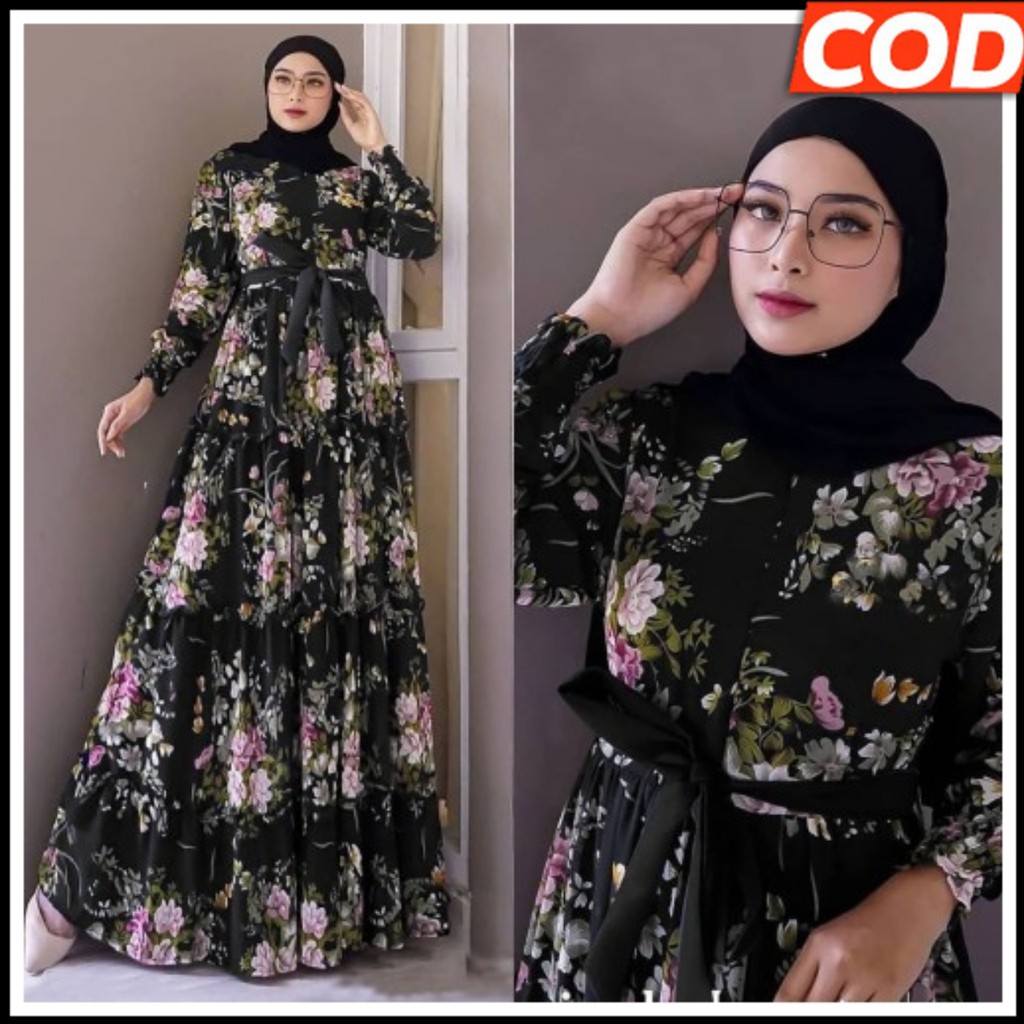 Rumaisya Maxy Gamis Katun Monalisa Gamis Motif Bunga Terbaru Baju Gamis Wanita Terbaru Baju Muslim