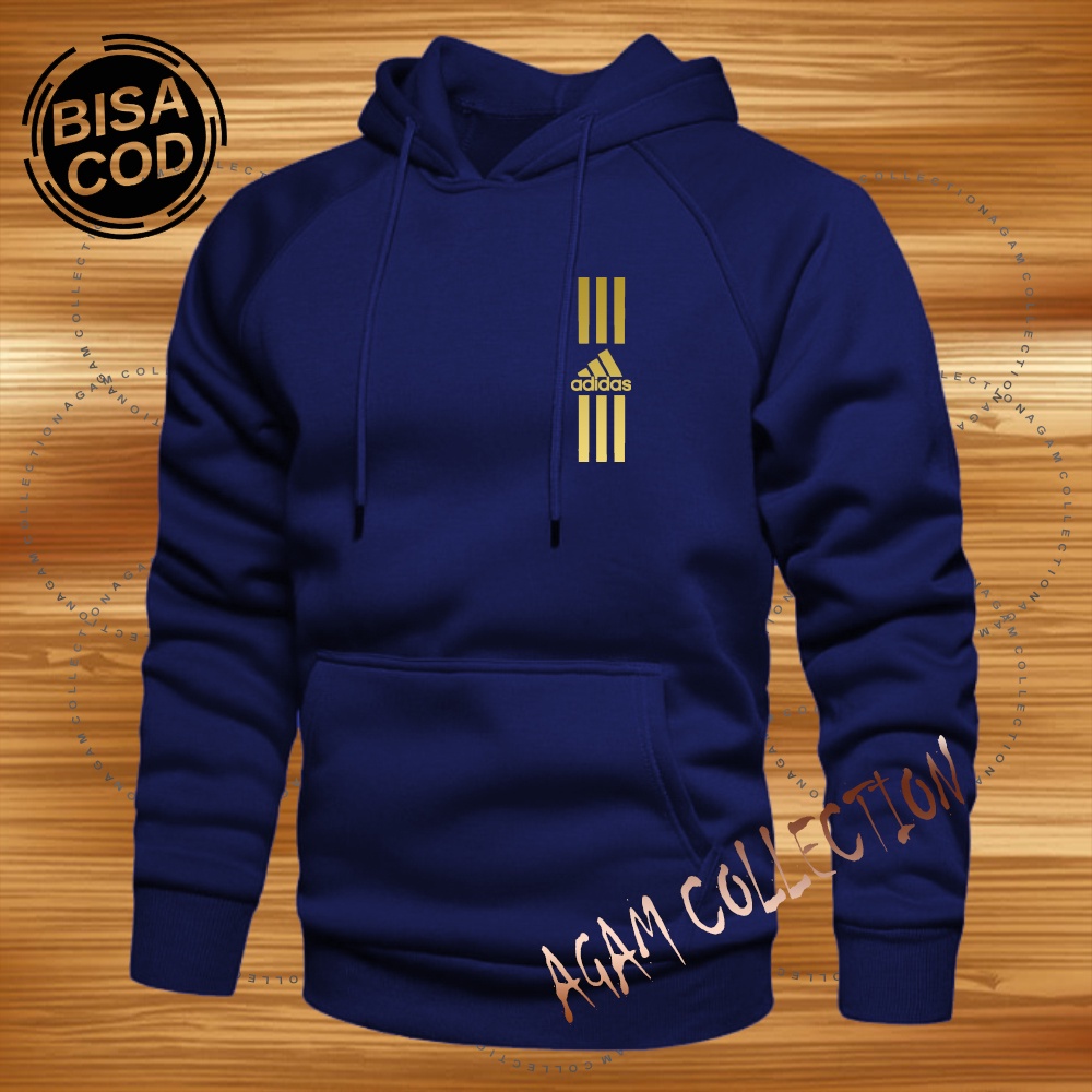 Agam collection Sweater Hoodie Distro Adid4s Logo Premium Text Gold Atasan Pria Wanita Big Size