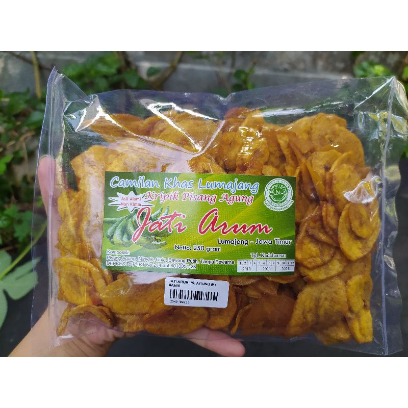 

Kripik Pisang Agung Jati Arum Pucukan berat 250gr