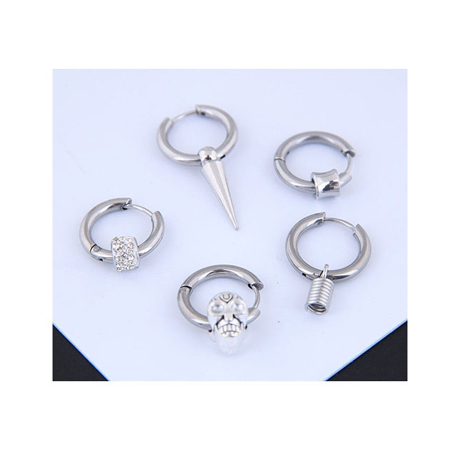 LRC Anting Tusuk Fashion Silver Titanium Steel Stud  A59359