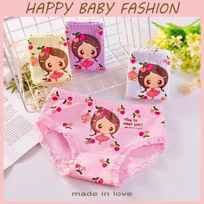 【Happy Baby】2-12Tahun Celana dalam anak perempuan Motif rumbai lucu Girly CD004