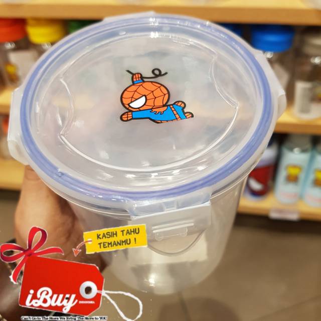 Miniso Cute Spiderman Marvel Toples Cookie Jar Tempat Kue