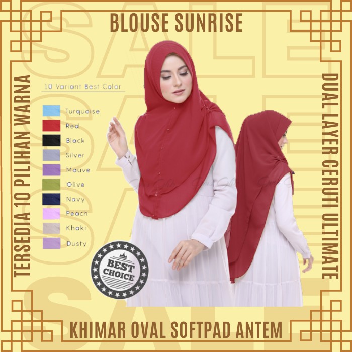 Khimar Serut Azka Hijab Jilbab Khimar Oval Antem Variasi Serut Fashion Muslim Wanita Cewek Perempuan