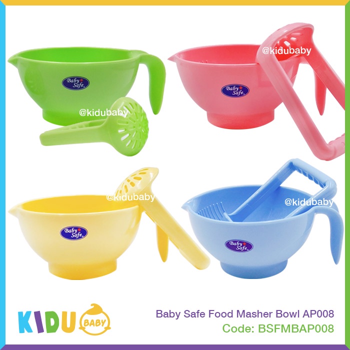 Baby Safe AP008 Mangkok Pelumat Penghalus Makanan Bayi Perlengkapan MPASI Food Masher Bowl AP008 Kidu Baby