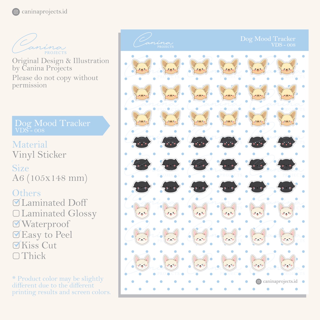 

Sticker Deco Journal Dog Mood Tracker VDS-008